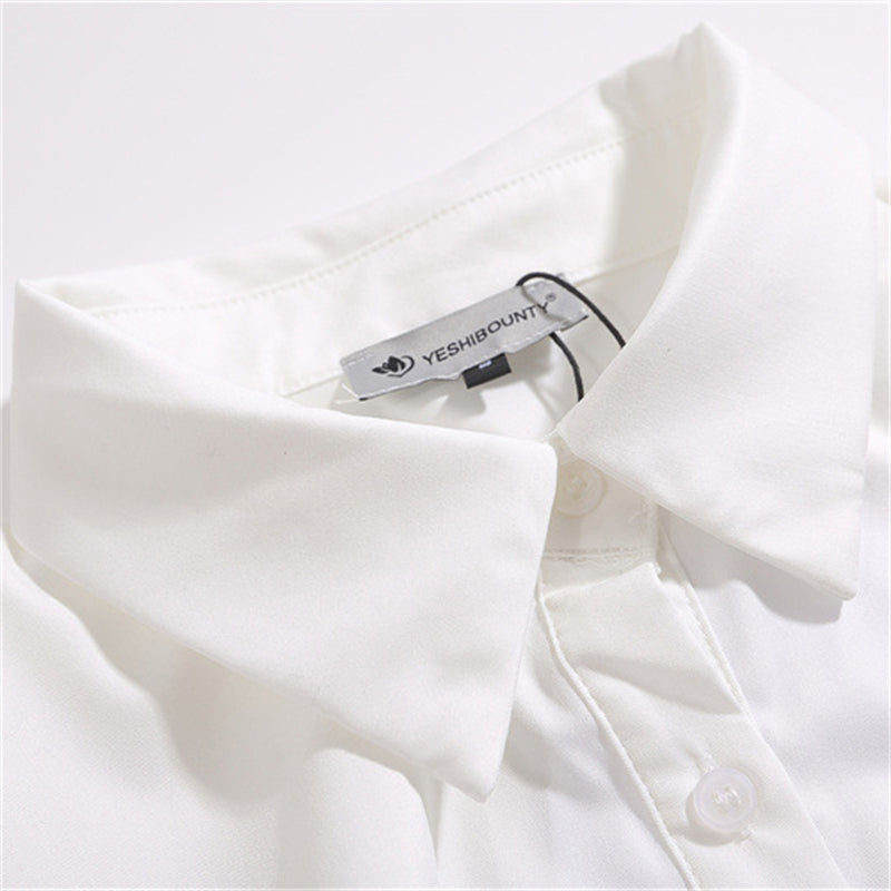Irregular Pleated Polo Collar Shirt