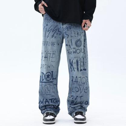 Letters Graffiti Jeans