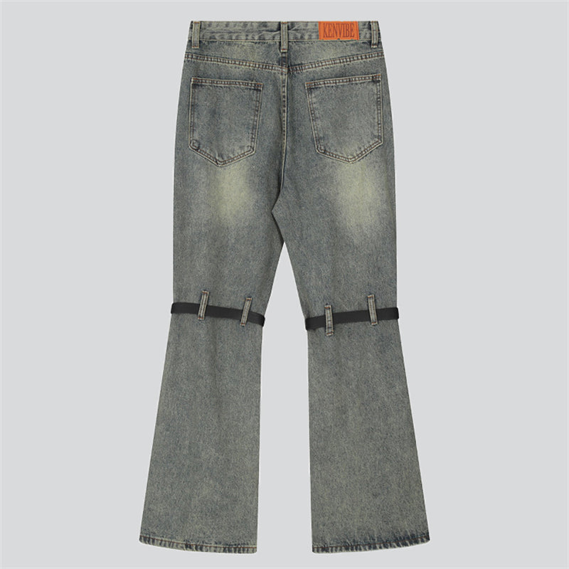 Vintage Knee Belt Buckle Micro-Flared Jeans