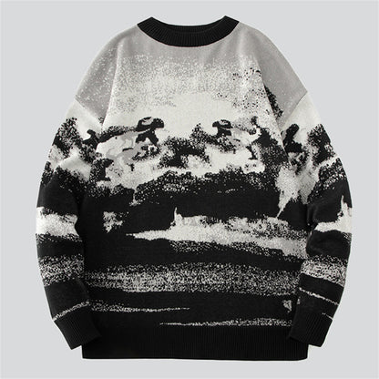 Vintage Black White Autumn Sweater