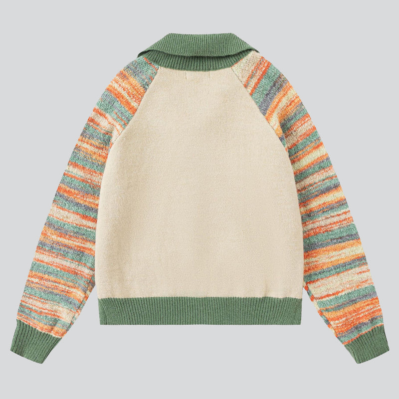 Stripe Contrast Color Knitted Sweater