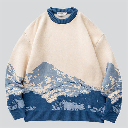 Snow Mountain Contrast Color Sweater