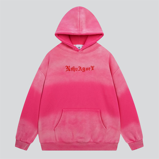 Gradient Color Letter Embroidery Trendy Hoodies