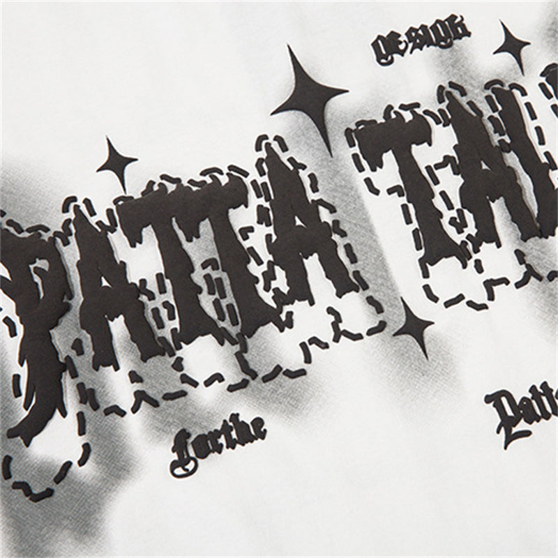 Hip-Hop Metal Chain Letter Print Tees