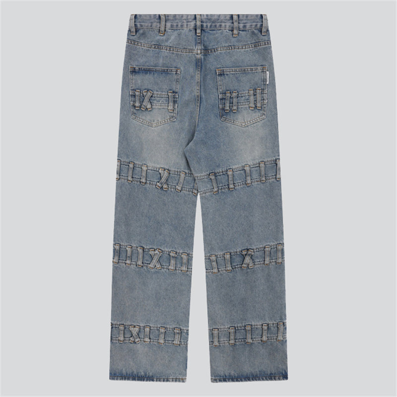 Decorative Belt Loop Blue Jeans