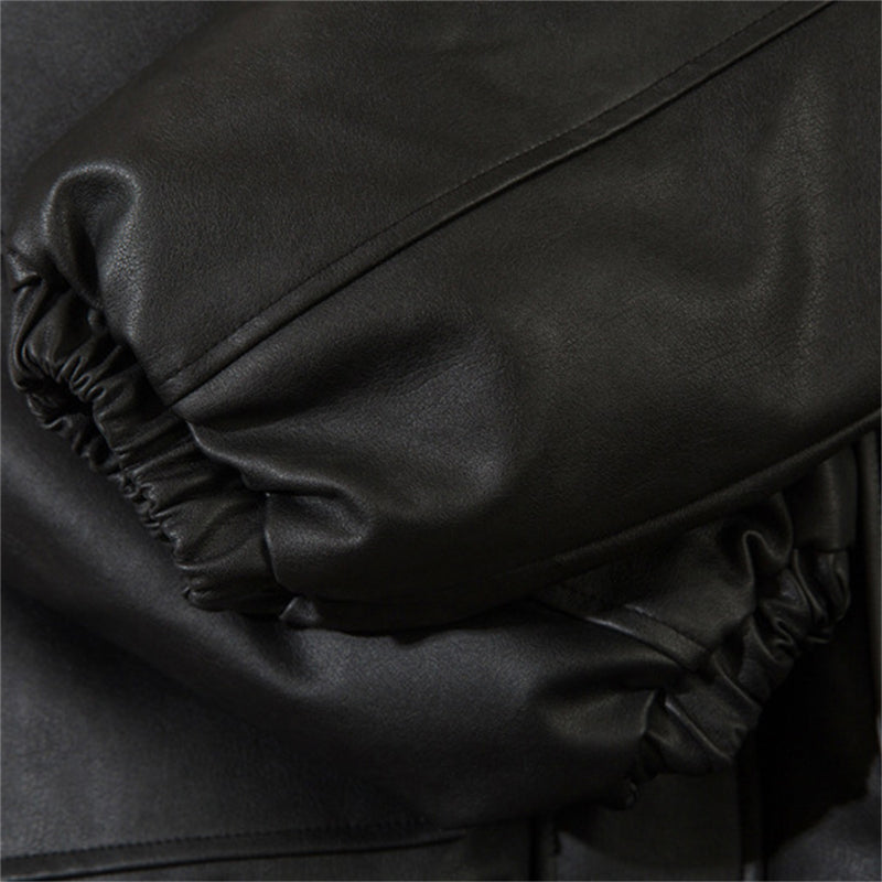 Faux PU Leather Padded Coat