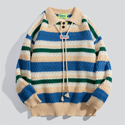 Rainbow Stripe Polo Sweater
