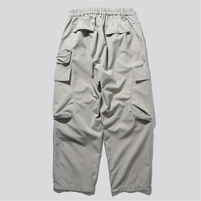Solid Color Straight-Leg Cargo Pants