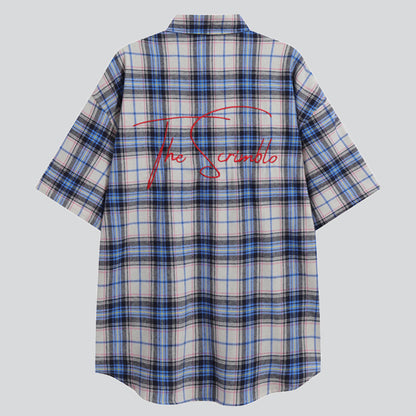 Five-Pointed Star Letter Embroidery Plaid Shirt