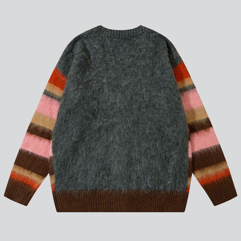V-neck Multicolor Stripes Sweaters
