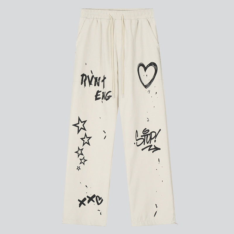 Heart Star Letter Graffiti Pants