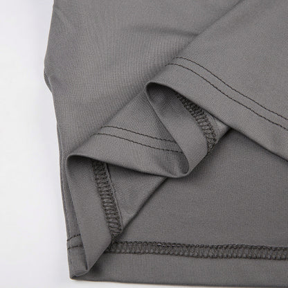 Letter Embroidered Half Shirt Bell-bottom Pants Set