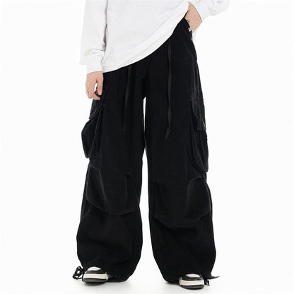 Corduroy Baggy Ankle Tied Cargo Pants