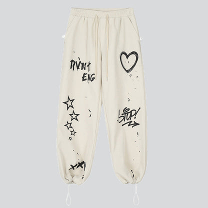 Heart Star Letter Graffiti Pants