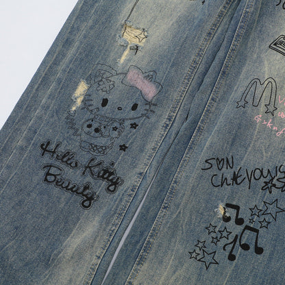 Cute Cartoon Graffiti Jeans