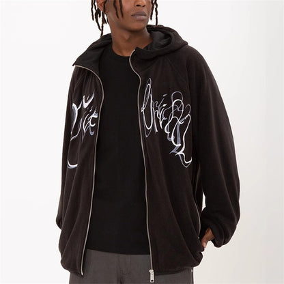Faux Sherpa Embroidered Hoodie